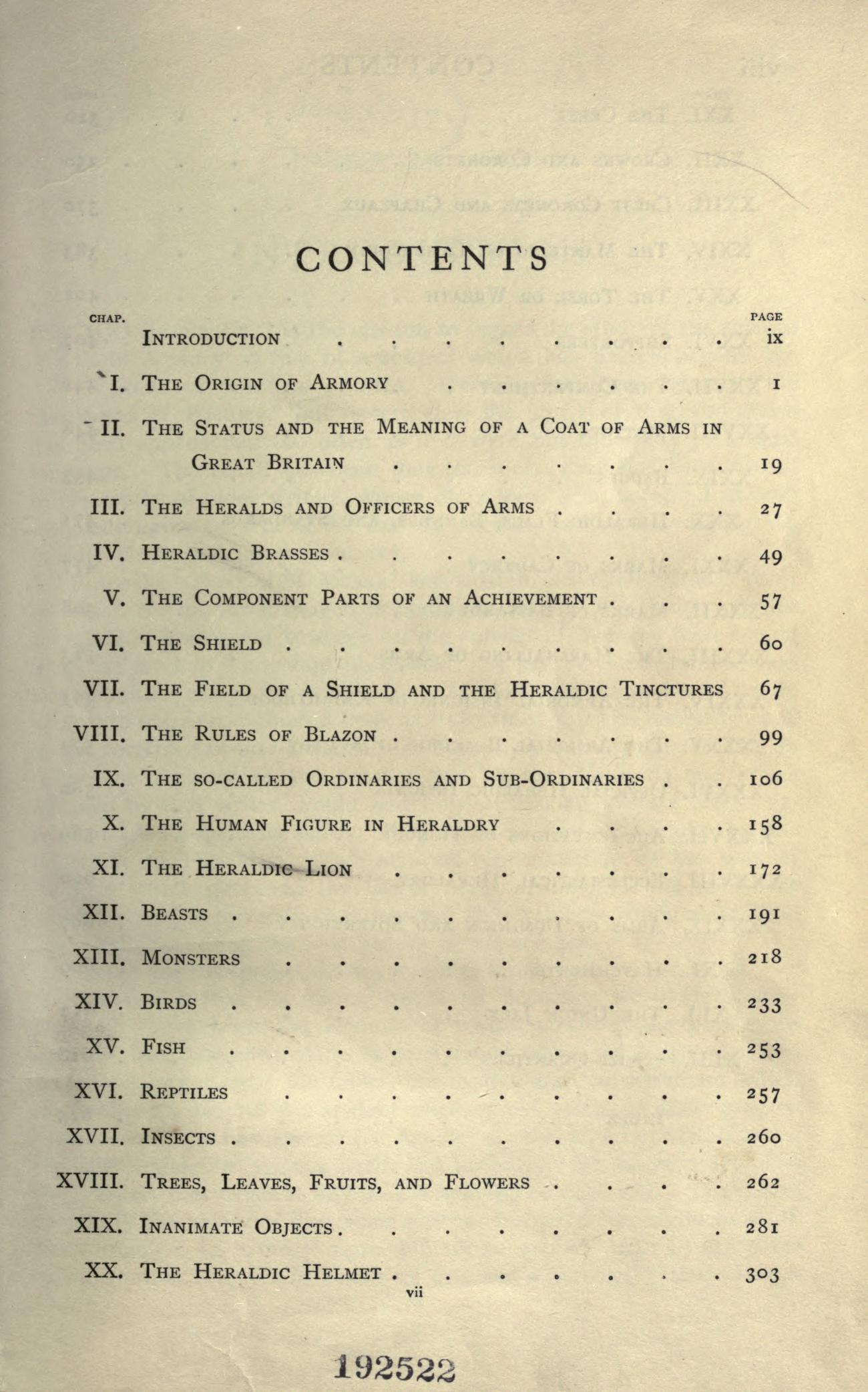 Image of A Complete Guide To Heraldry 1909 Contents Page1