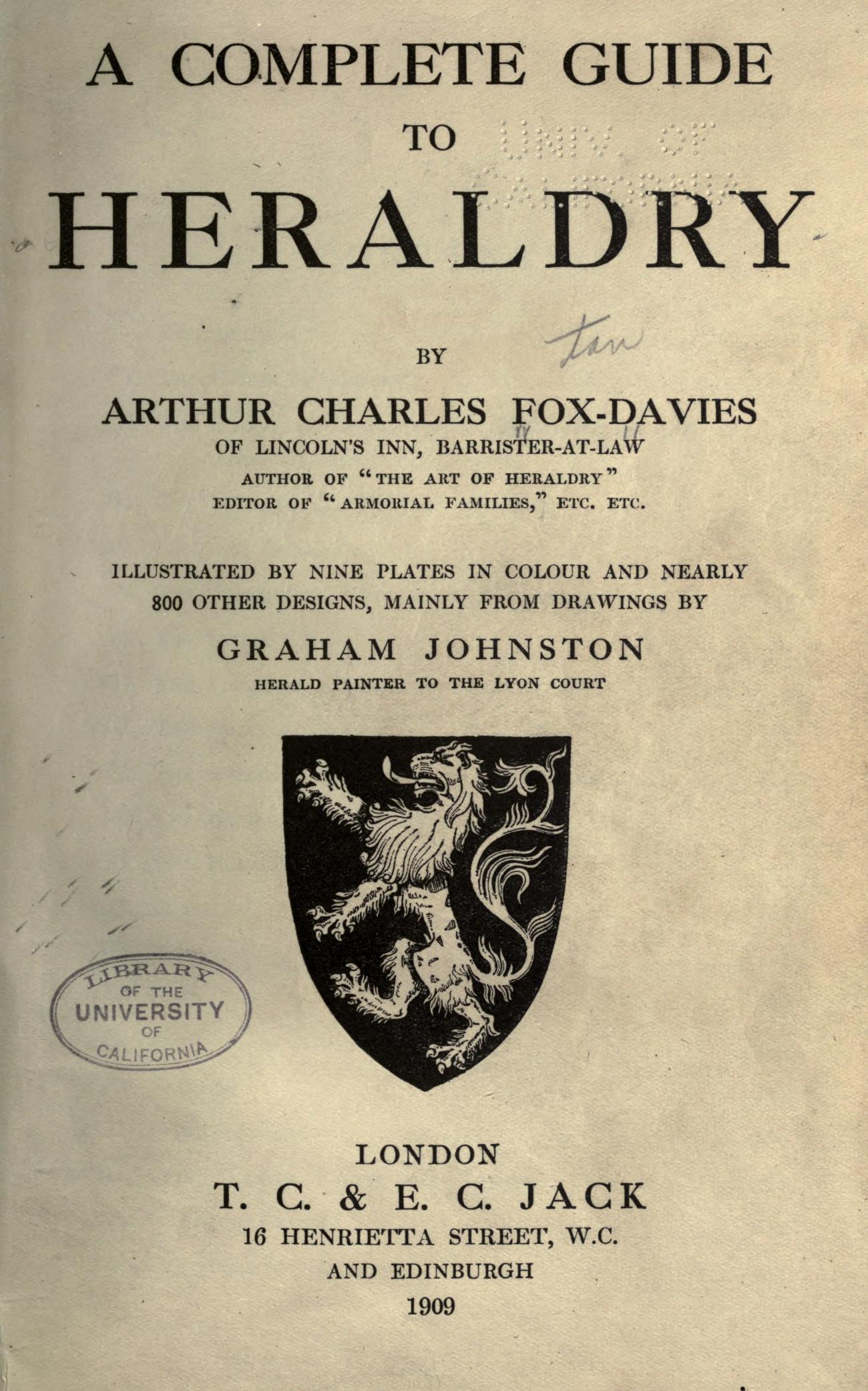 Image of A Complete Guide To Heraldry 1909 Cover Page